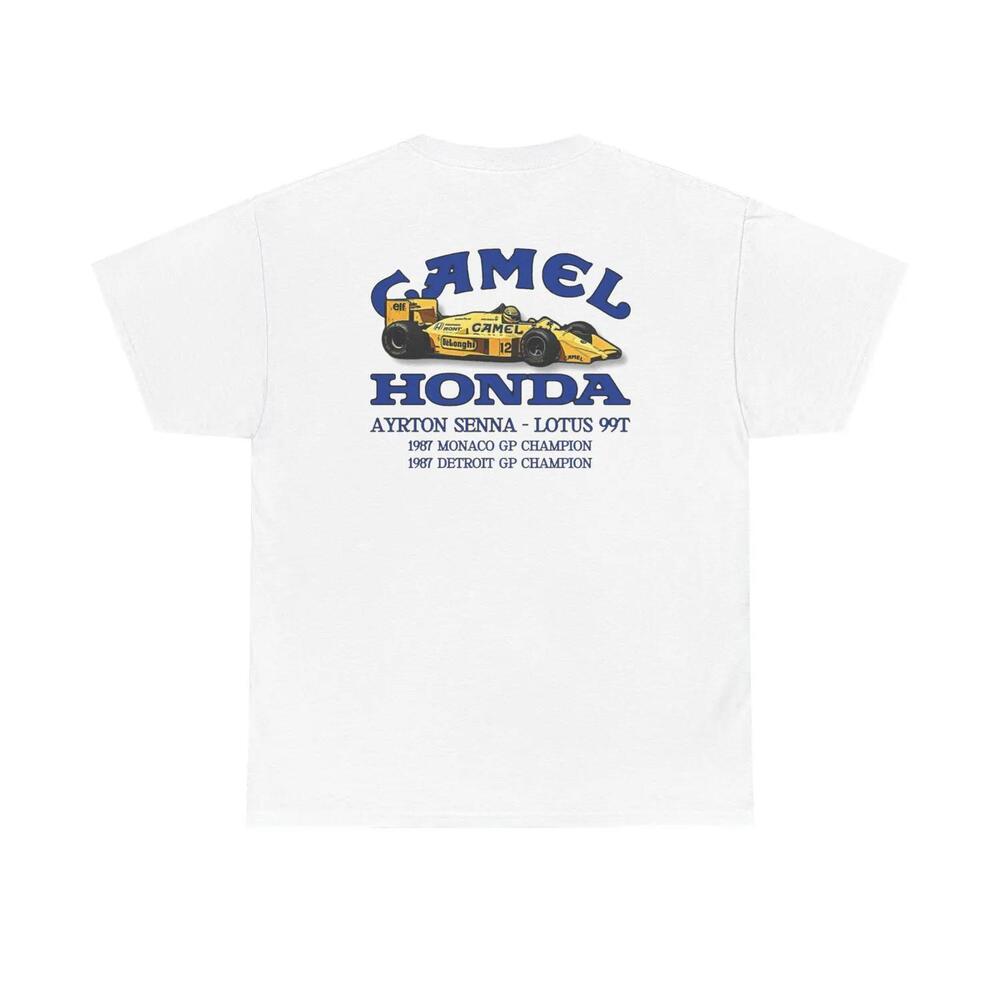 Camel Honda Lotus 99T Ayrton Senna Racing Car Heavy T Shirt